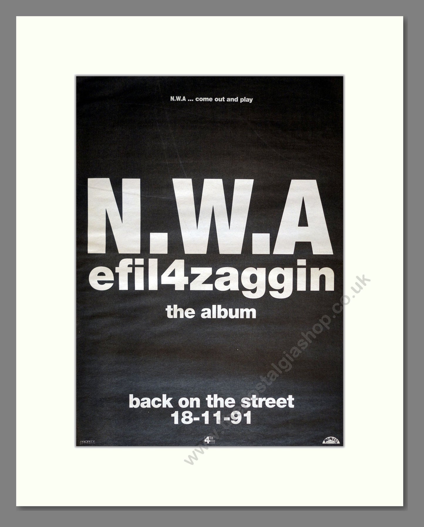 NWA - efil4zaggin. Vintage Advert 1991 (ref AD18035)