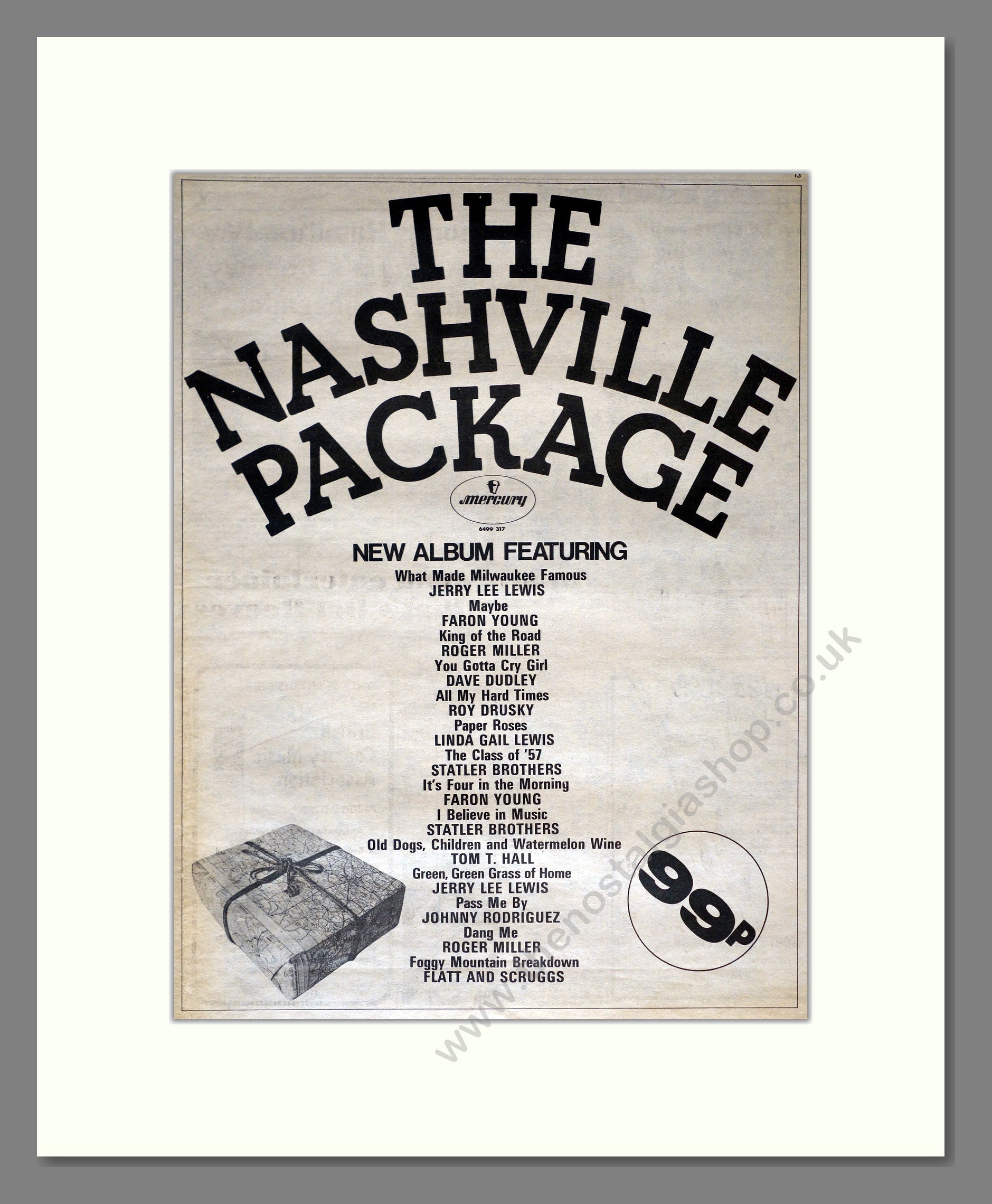 Various Artists - The Nashville Package. Vintage Advert 1973 (ref AD18042)