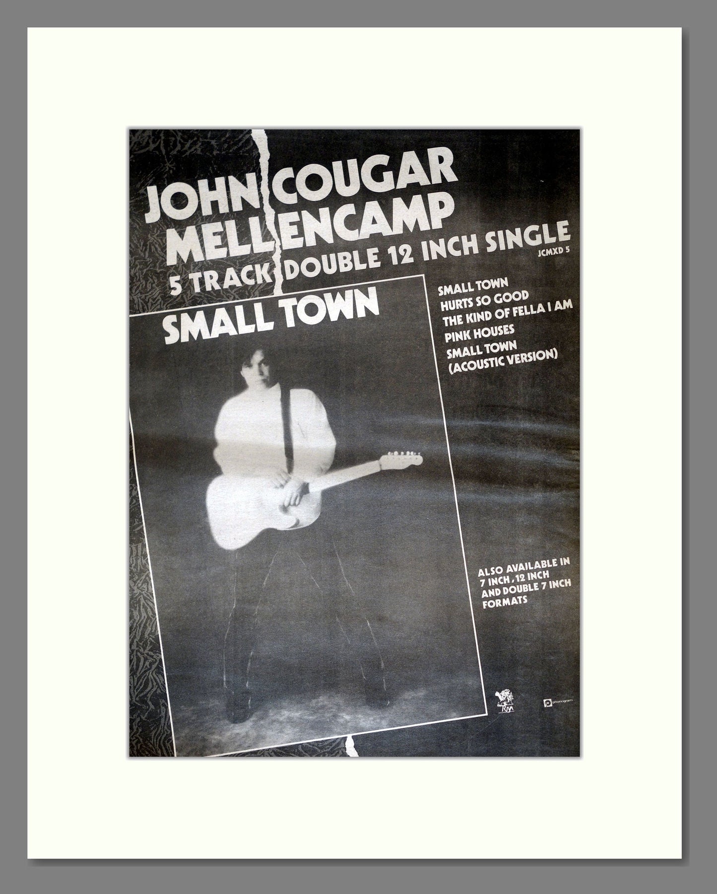 John Cougar Mellencamp - Small Town. Vintage Advert 1986 (ref AD18046)