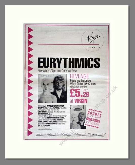 Eurythmics - Revenge. Vintage Advert 1986 (ref AD18047)