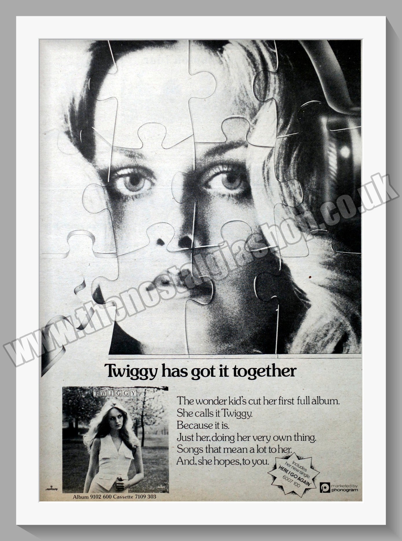 Twiggy. Debut Album. Original Advert 1976 (ref AD14244)