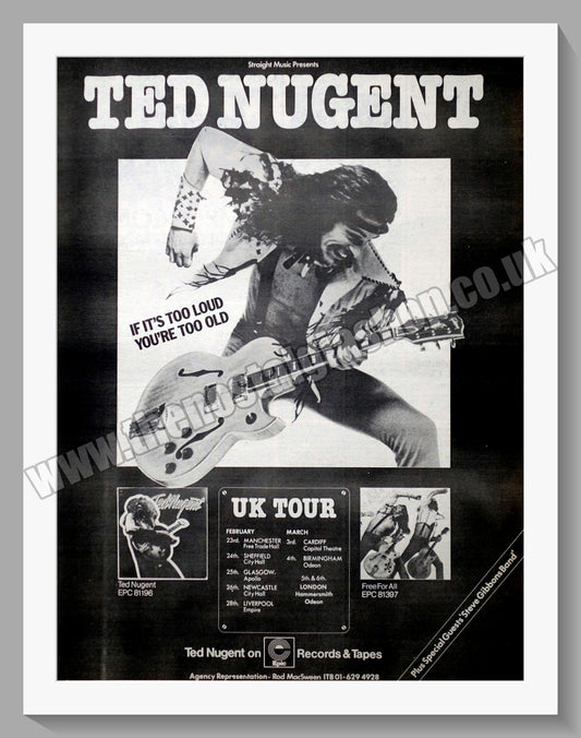 Ted Nugent UK Tour. Original Advert 1977 (ref AD14248)