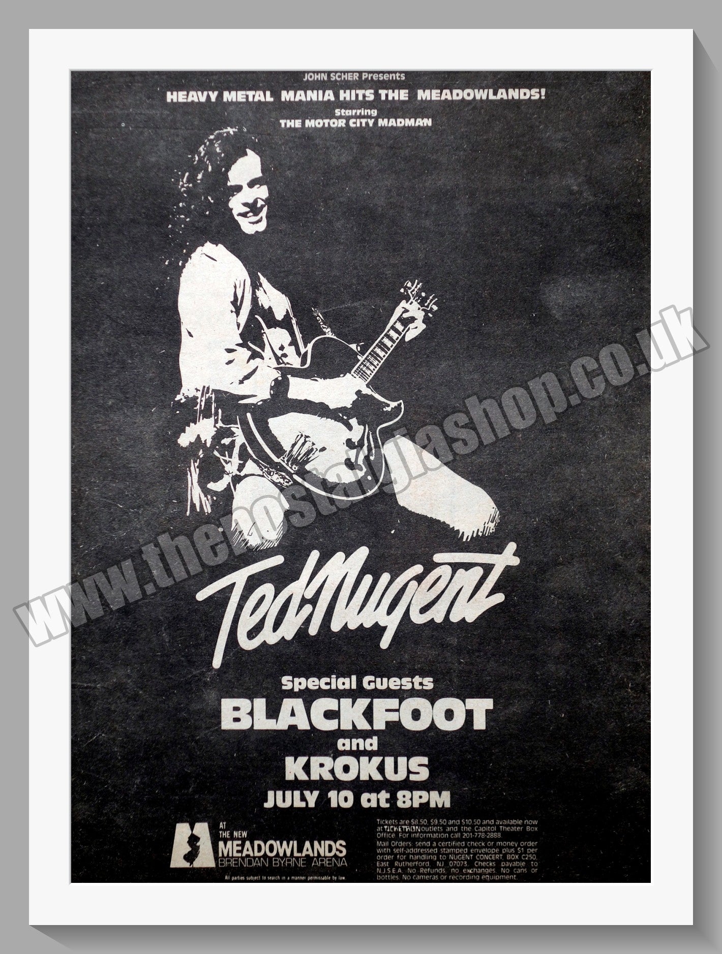 Ted Nugent Meadowlands Arena. Original Advert 1981 (ref AD14253)