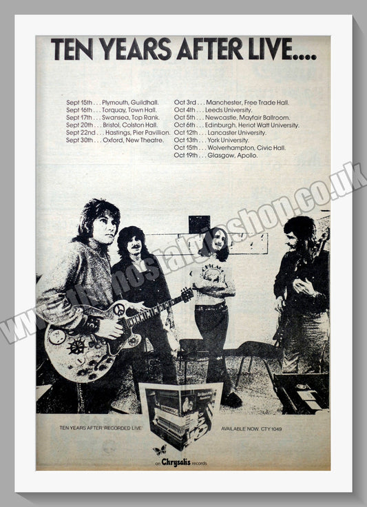 Ten Years After Live UK Tour. Original Advert 1973 (ref AD14263)