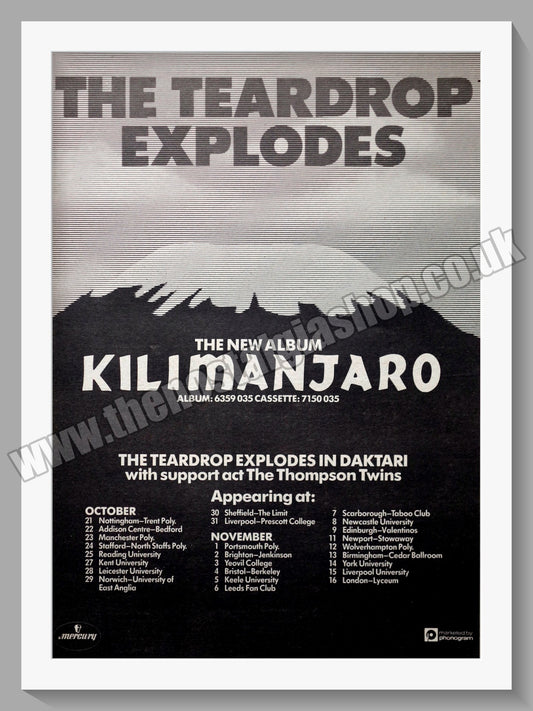 Teardrop Explodes. Kilimanjaro. UK Tour. Original Advert 1980 (ref AD14271)