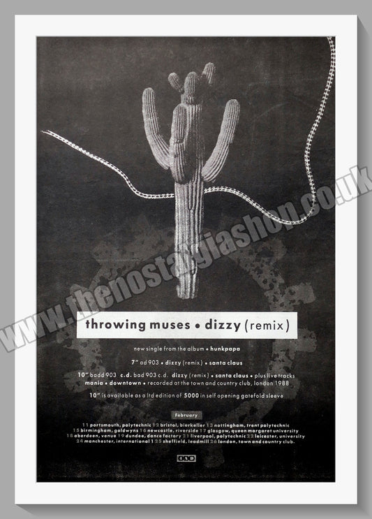 Throwing Muses. Dizzy. UK Tour. Original Advert 1989 (ref AD14272)