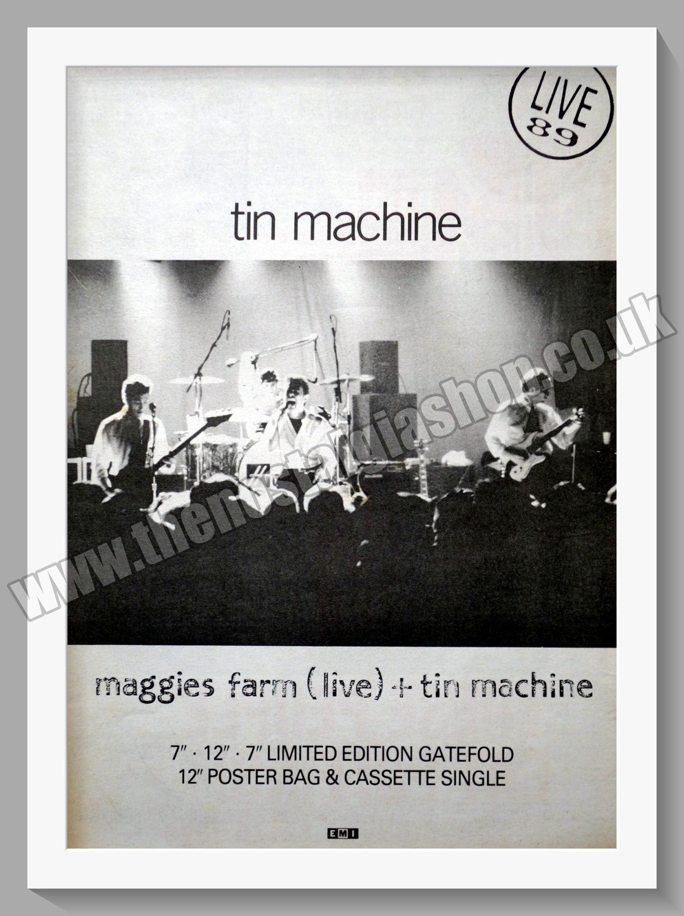 Tin Machine. Maggies Farm. Original Advert 1989 (ref AD14275)