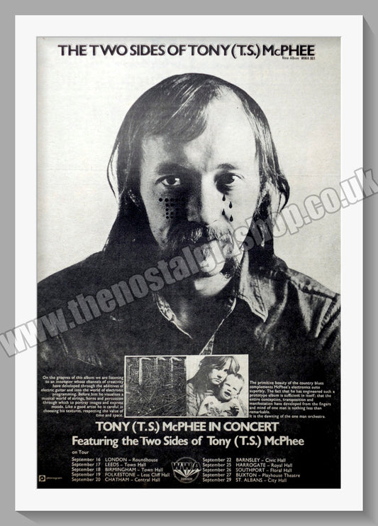 Tony (T.S.) McPhee. UK Tour. Original Advert 1973 (ref AD14284)