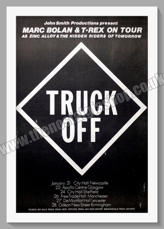 T. Rex On Tour. Truck Off. Original Advert 1973 (ref AD14228)