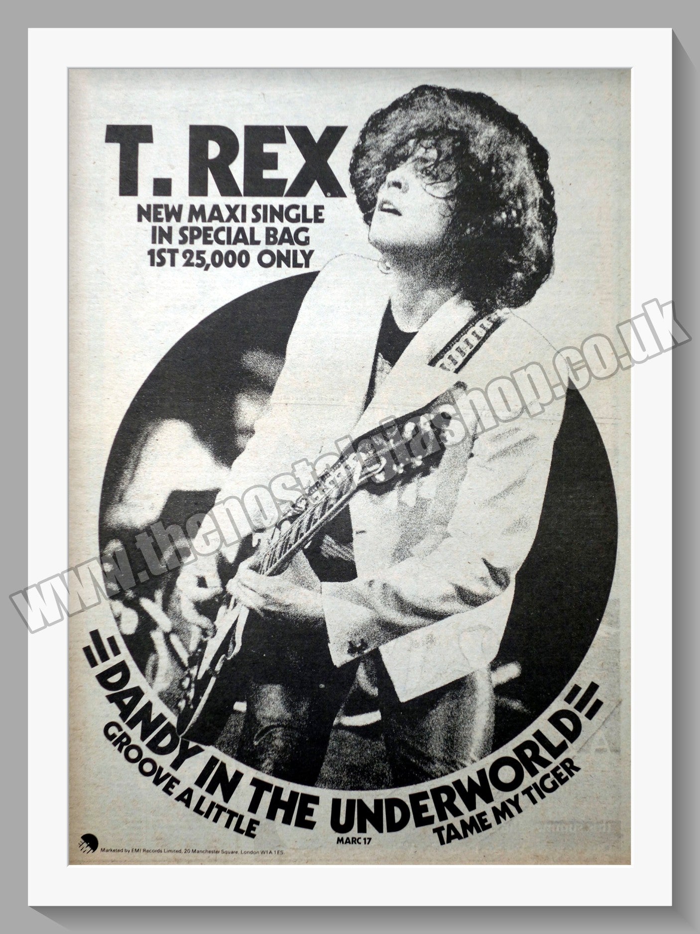 T. Rex. Dandy In The Underworld. Original Advert 1977 (ref AD14233)