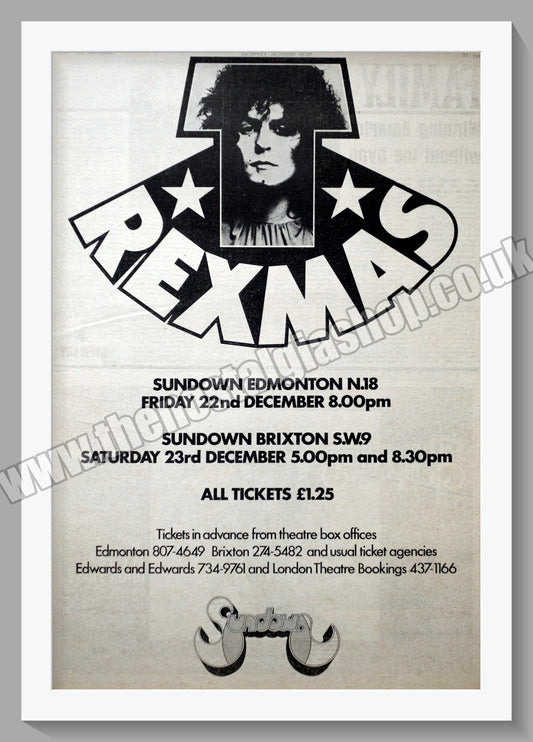 T. Rex. Rexmas. Concerts. Original Advert 1972 (ref AD14235)