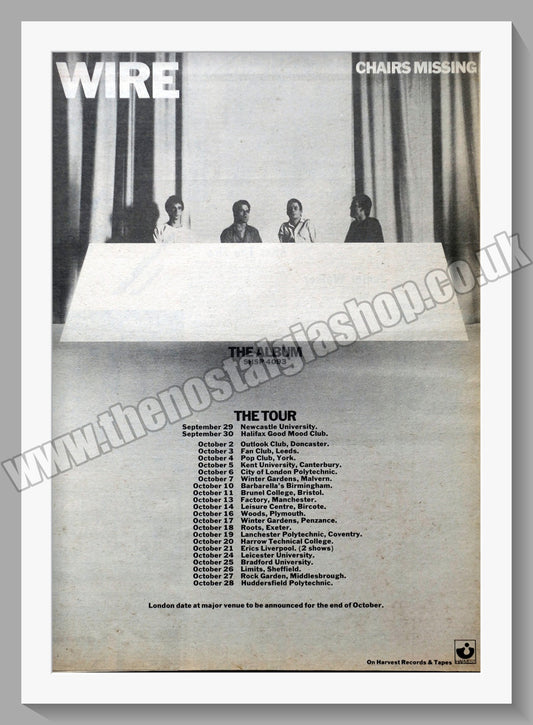 Wire. Chairs Missing. Original Vintage Advert 1978 (ref AD14349)