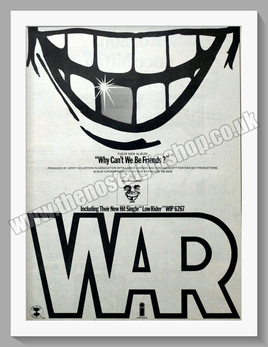 War. Why Can't We Be Friends. Original Vintage Advert 1976 (ref AD14351)