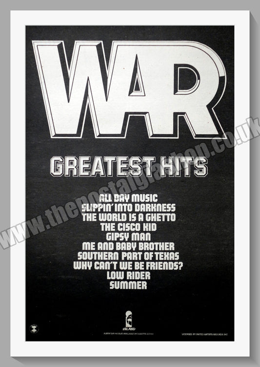 War. Greatest Hits. Original Vintage Advert 1976 (ref AD14353)