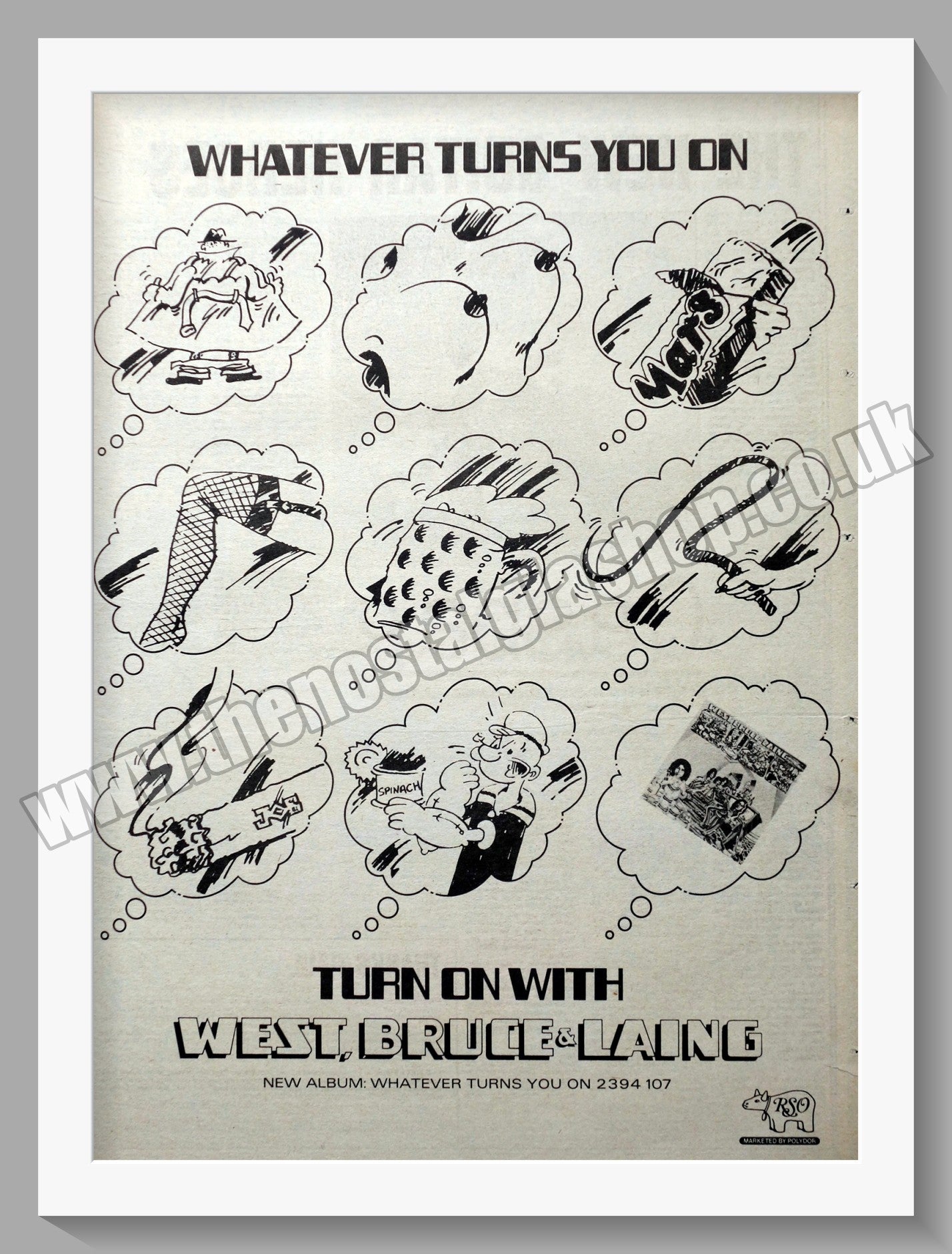 West, Bruce & Laing. Whatever Turns You On. Original Vintage Advert 1973 (ref AD14359)