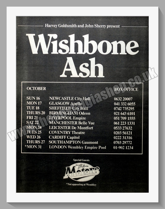 Wishbone As Tour Dates. Original Vintage Advert 1977 (ref AD14379)