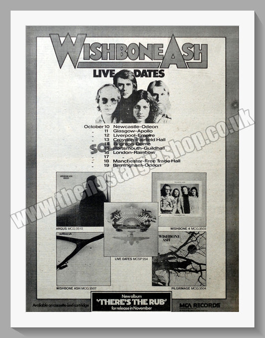 Wishbone Ash. Live Dates. Original Vintage Advert 1974 (ref AD14390)