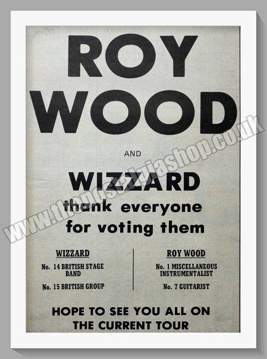 Roy Wood. Wizzard Thank You. Original Vintage Advert 1974 (ref AD14425)