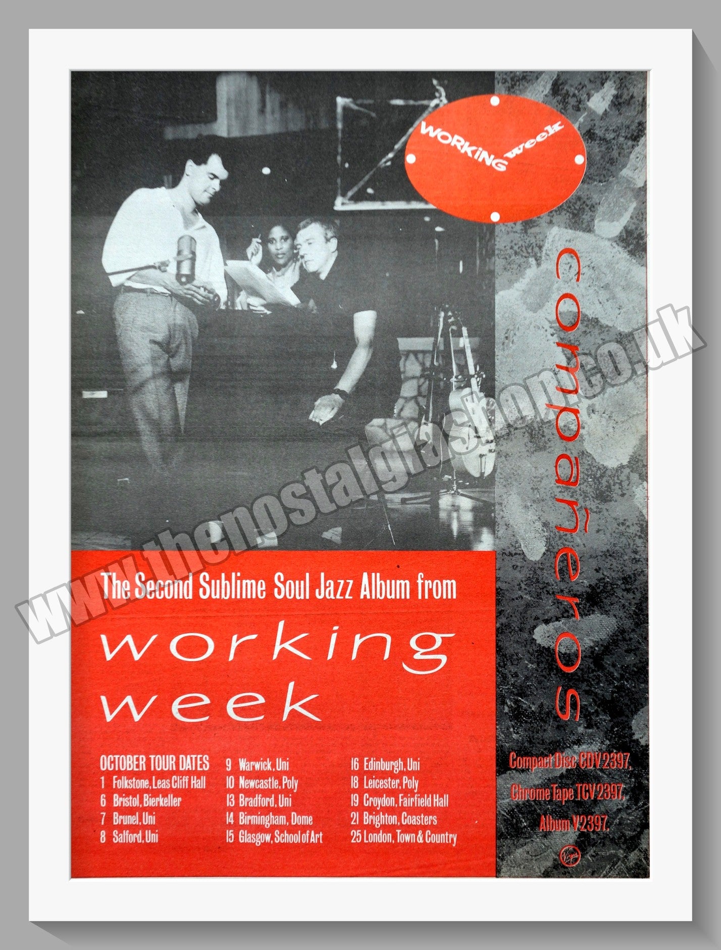 Working Week. Companeros Tour Dates. Original Vintage Advert 1986 (ref AD14432)