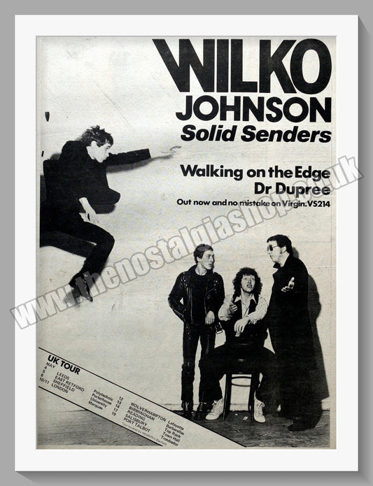 Wilko Johnson. Solid Senders. Original Vintage Advert 1978 (ref AD14442)