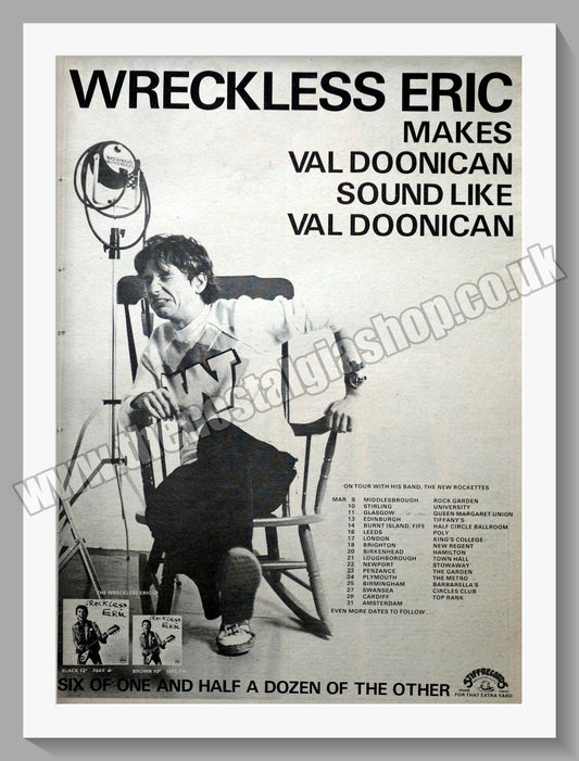 Wreckless Eric On Tour With The New Rockettes. Original Vintage Advert 1978 (ref AD14443)