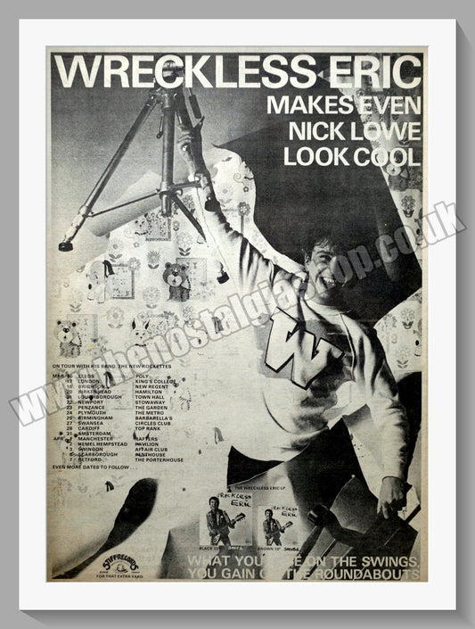 Wreckless Eric On Tour With The New Rockettes. Original Vintage Advert 1978 (ref AD14444)