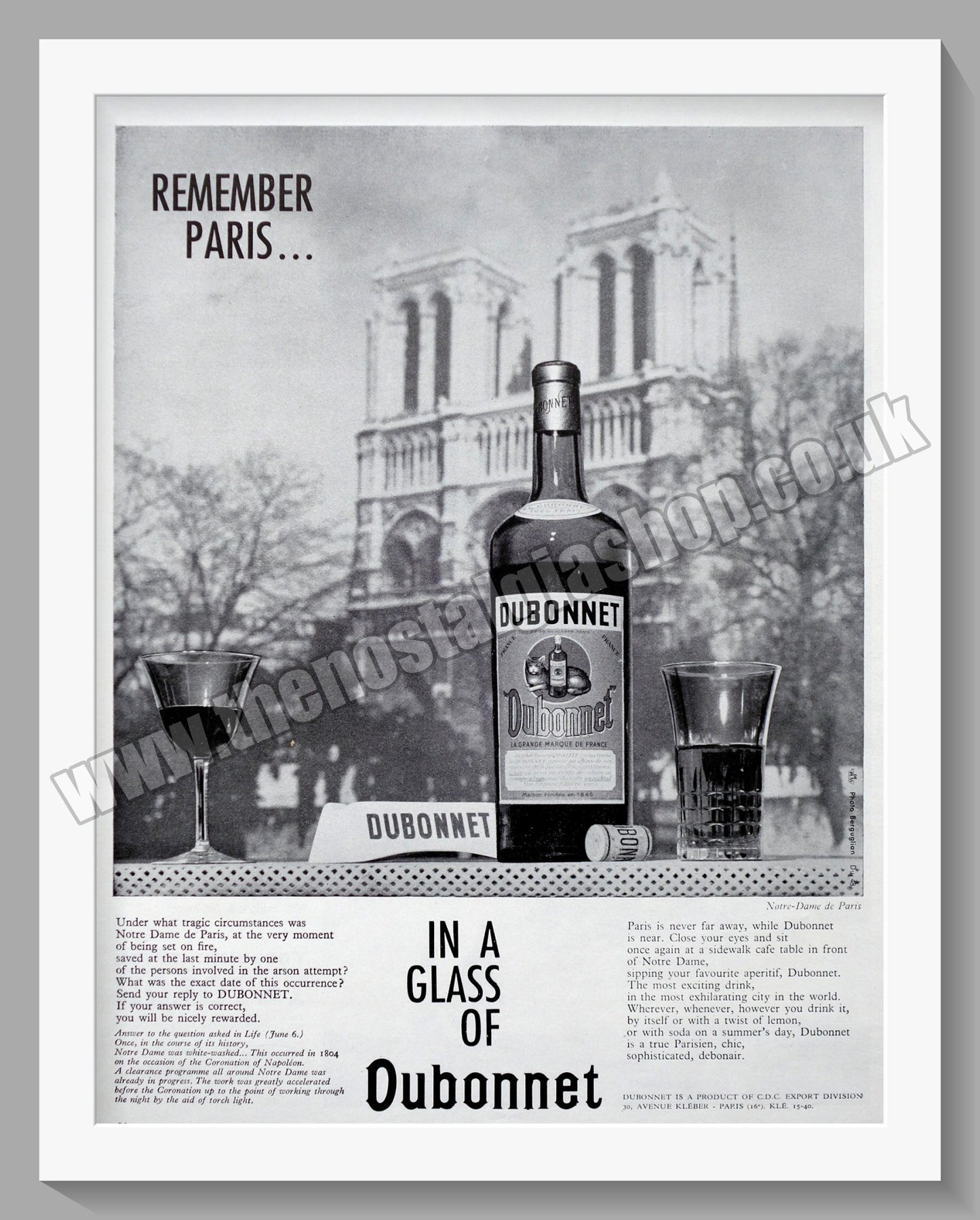 Dubonnet. Original Advert 1960 (ref AD300169)