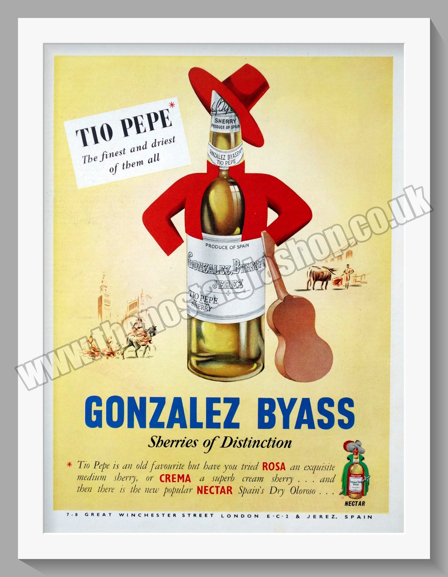 Gonzalez Byass. Tio Pepe Sherry. Original Advert 1957 (ref AD300237)