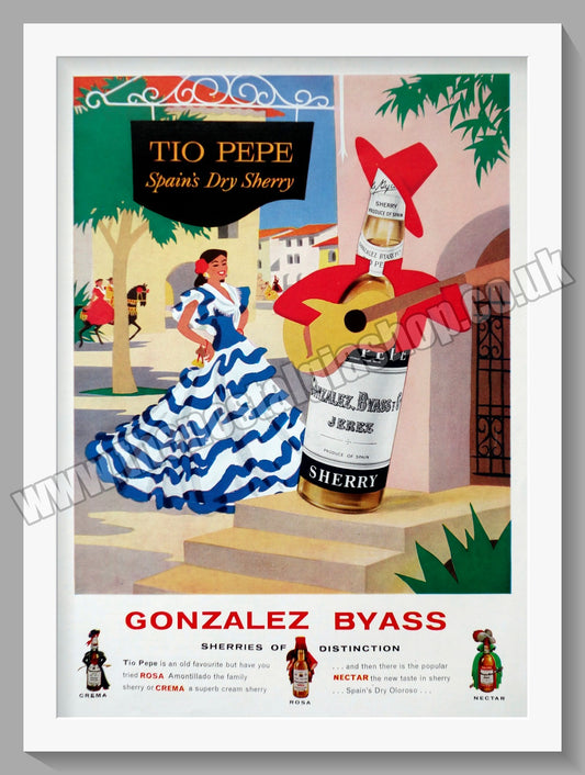 Gonzalez Byass. Tio Pepe Sherry. Original Advert 1960 (ref AD300238)