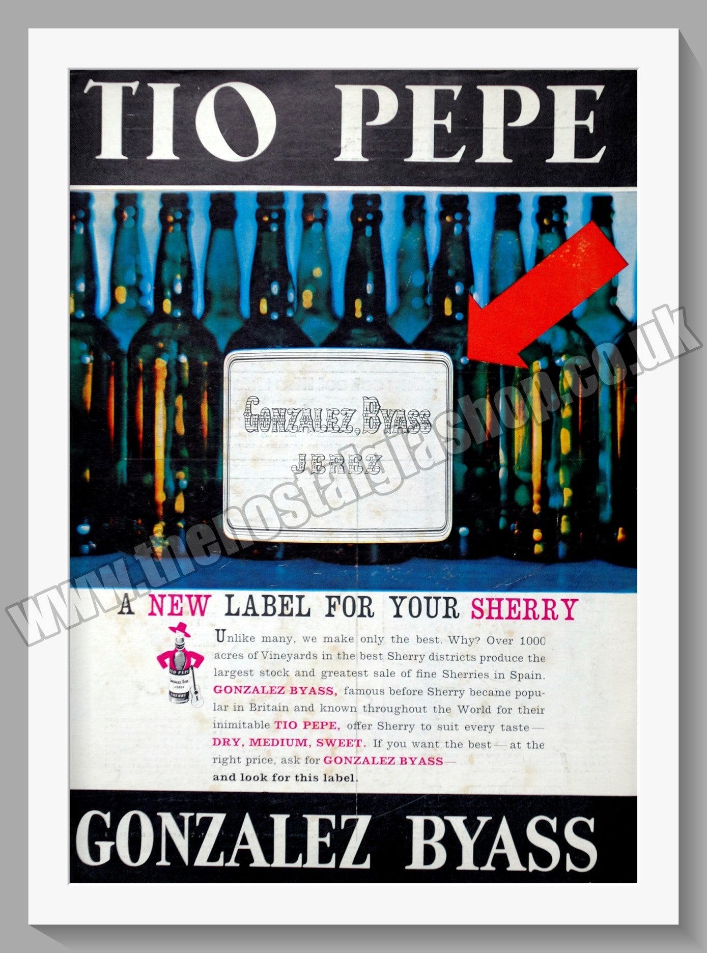 Gonzalez Byass. Tio Pepe Sherry. Original Advert 1964 (ref AD300241)