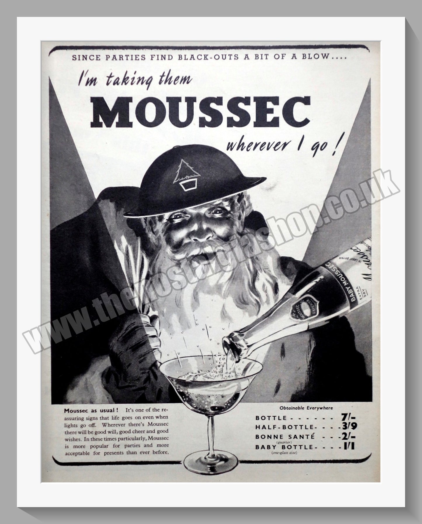 Moussec Wine. Original Advert 1939 (ref AD300429)