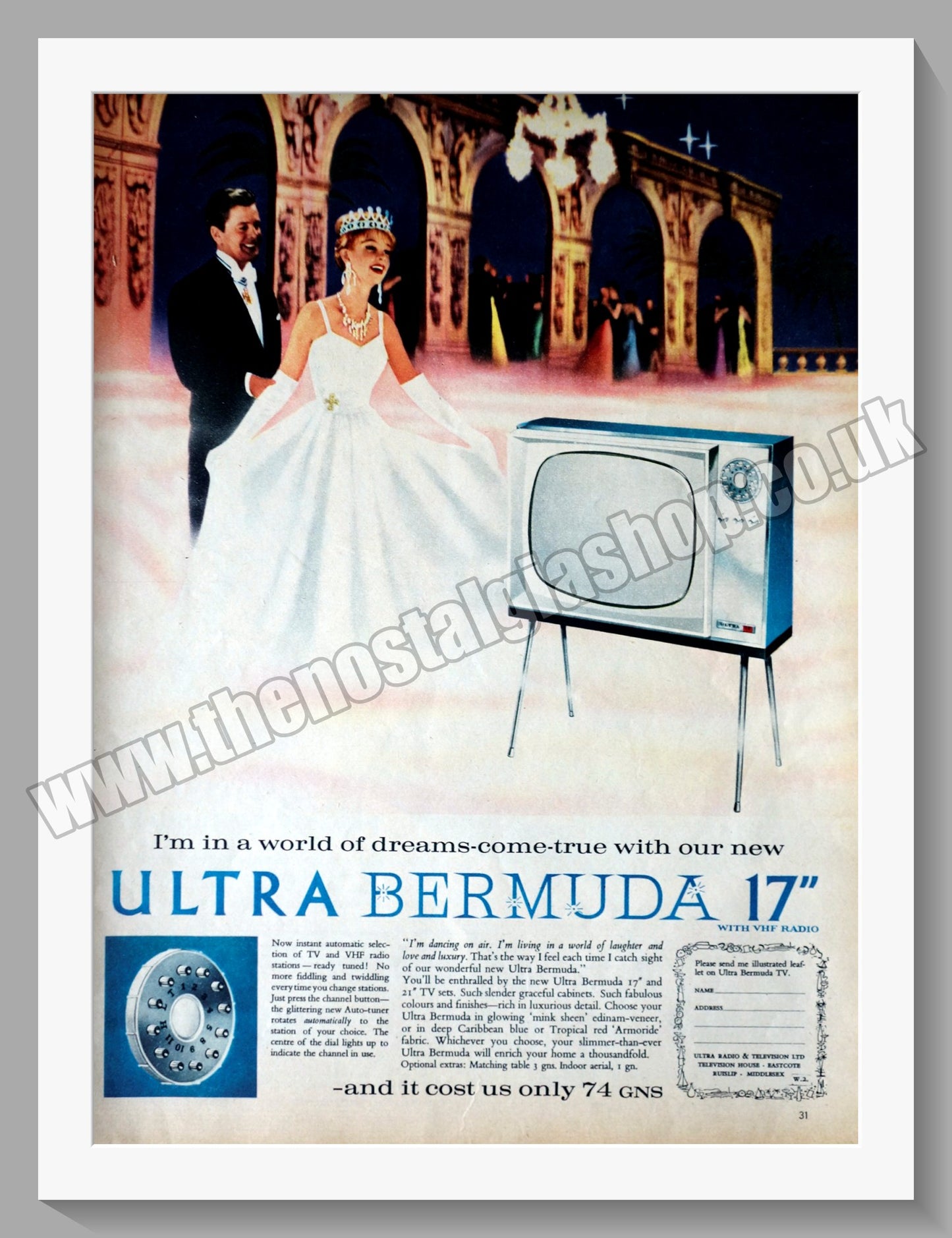 Ultra Bermuda 17" Television. Original Advert 1960 (ref AD300474)