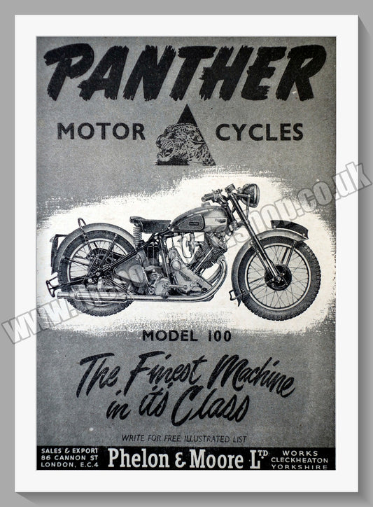 Panther Model 100 Motorcycle. Original Advert 1951 (ref AD56538)