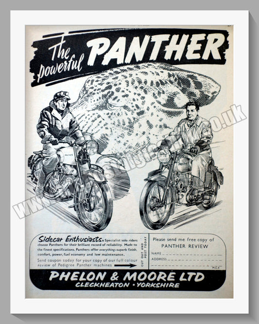 Panther Motorcycles. Original Advert 1954 (ref AD56541)